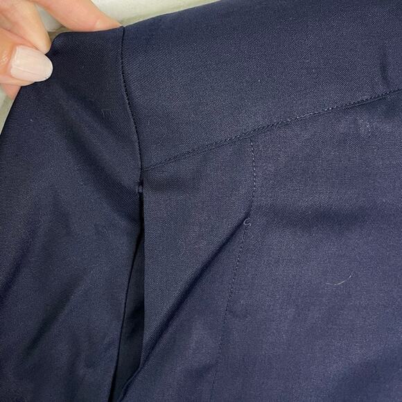 Vintage Joanie Char Navy Blue 100% Silk pleated blouse - Picture 6 of 11